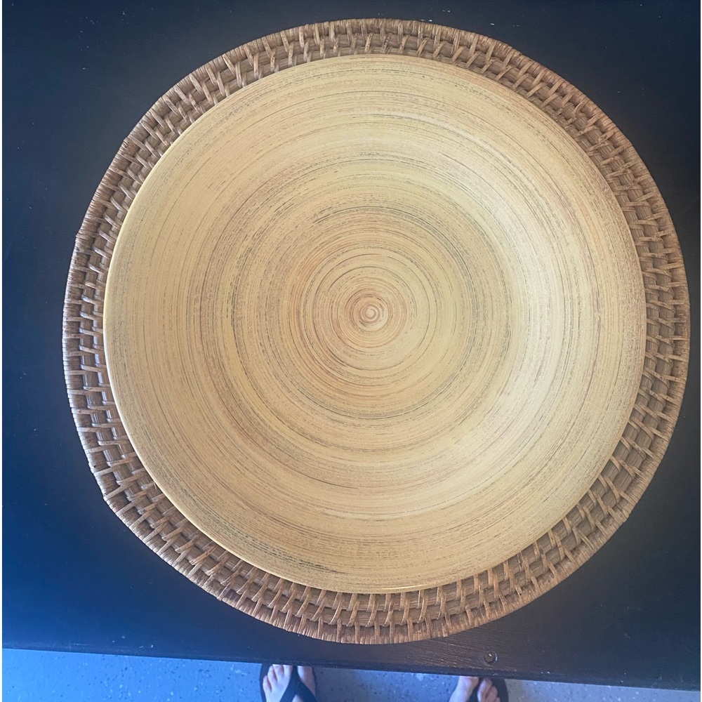 Pier 1 Imports charger plater with rattan chargers set of 4 mint Terre Gold